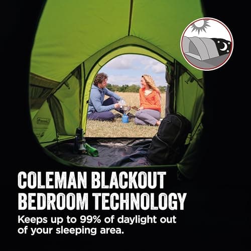 Coleman Tent Darwin 3 Plus BlackOut | Compact 3 Man Dome Tent | Special Darkened Bedroom | Lightweight Camping, Festival and Hiking Tent | 4500mm Waterproof | 3 Person | with Sewn-in Groundsheet — view 2