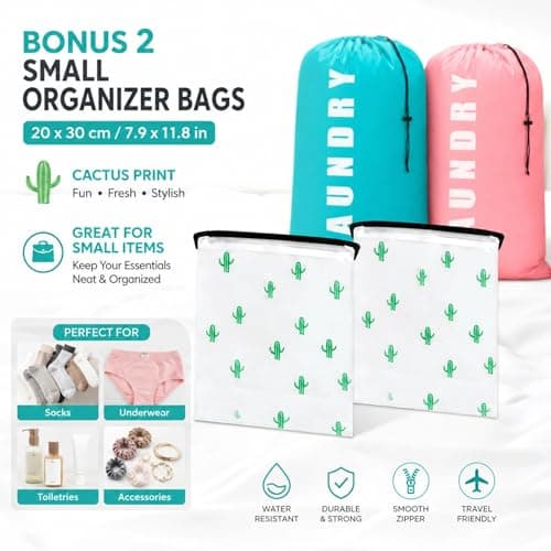 4PCS Laundry Bags Set(Green + Pink) — view 4