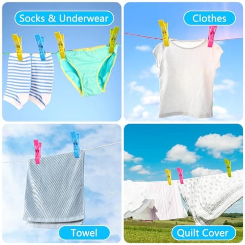 Vicloon Beach Towel Clips, 6 PCS Large Plastic Laundry Clip Clothes Pegs, 4 Color Laundry Clip Towel Pegs, Quilt Clips, Beach Chair Towel Clips Holder to Keep Your Towel from Blowing Away — view 6