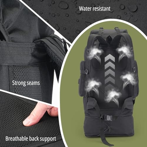 Nayubo ​​100L Hiking Backpack Tactical Military Molle Rucksack with USB Charging Port - Large Capacity Men Women Camping Gear for Backpacking, Trekking, Climbing, Outdoor Travel (Black) — view 5