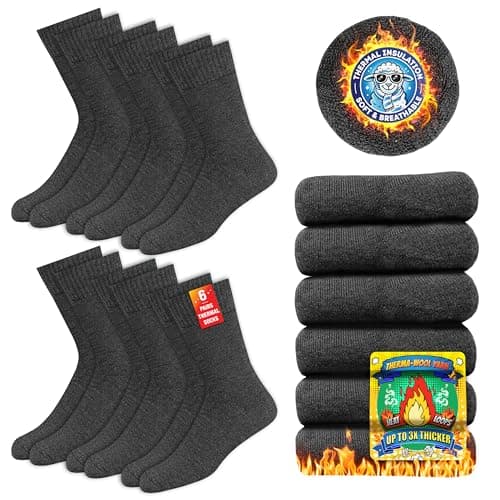 SOXCO Thermal Socks for Men & Women - Winter Heat Socks, Pack of 6 Pairs, 6-8
