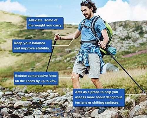Wsobue Walking Pole-1 Pack Hiking Trekking Pole With Antishock and Quick Lock System, Telescopic, Collapsible, Ultralight Foldable Hiking Walking Stick for Seniors Women Men (Sky Blue-Single) — view 4