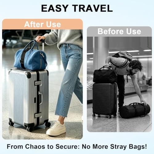 Luggage Connector Straps for Suitcases Adjustable Flexible Luggage Accessories Elastic Fastening Bag Strap Black — view 6