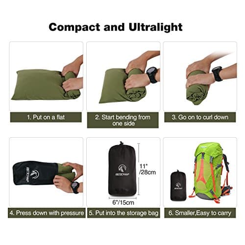 REDCAMP Small Camping Pillow for Adults,Peach Skin Travel Pillow,Green — view 5