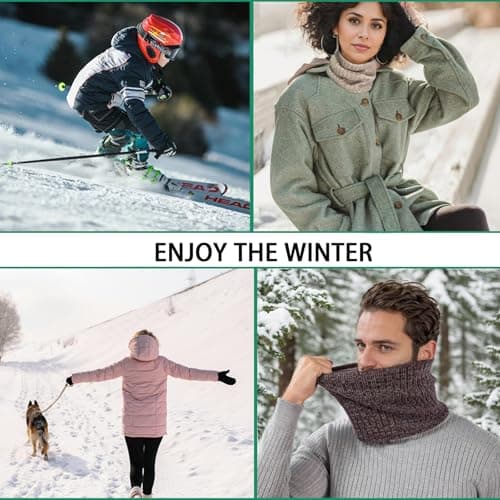 lifwimner Snoods for Men Women Winter Neck Warmer Scarf Thermal Fleece Double Layer Windproof Ski Mask for Cold Weather Birthday Gifts (Pink) — view 5