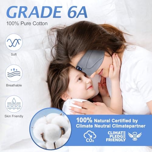 MUSICOZY Breathable Sleep Mask Headphones for Hot Sleepers, 100% Blackout — view 2