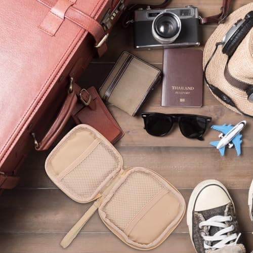 VICASKY Charger Storage Bag with Two Compartments, down Travel Case Khaki — view 6
