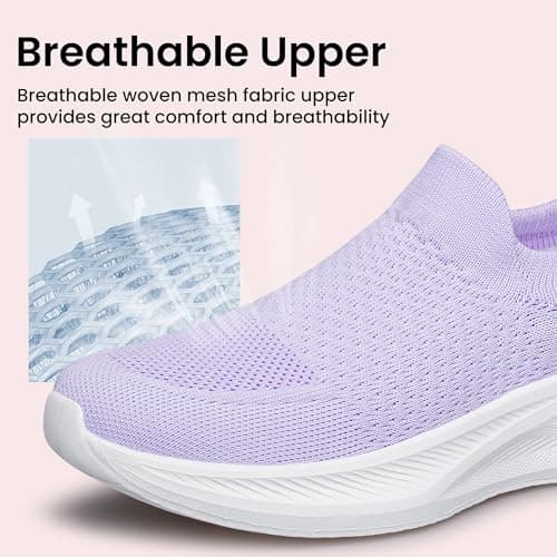 Raoendis Women Slip On Trainers Workout Shoes Ladies Slip On Sneakers, Comfortable Breathable Lightweight Mesh Running Shoes Fashion Casual Purple Size 6 — view 3