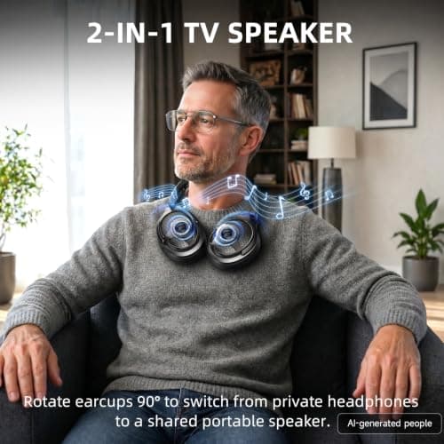 AOC Wireless Headphones for TV, TV Headphones Wireless 48Hrs Audio Playtime — view 4