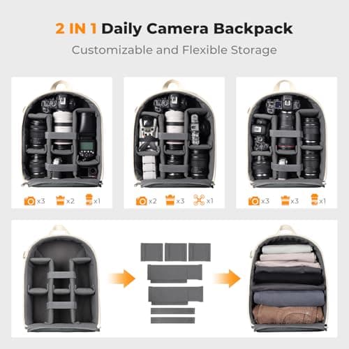 K&F CONCEPT Camera Backpacks for Photographers Travel Bag for Tripod Camera Lence Accessory with Laptop Compartment and Rain Cover — view 4