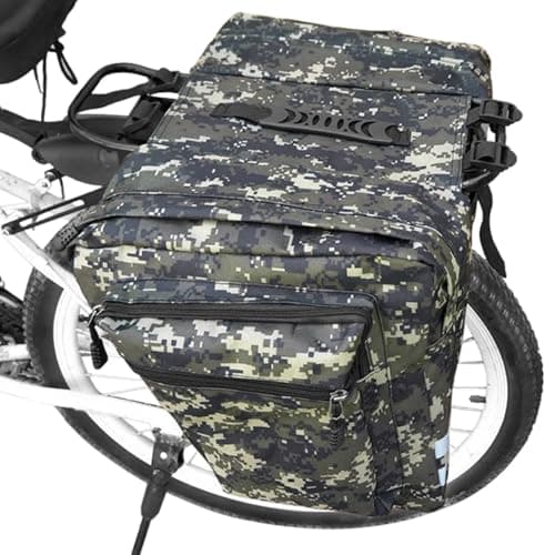 Pesoncarl Bike Saddle Bag, Large Camo Panniers Bike Bags, Protable Rack Bag with Reflective Stripe & Multi Pockets, Saddle Bags for Rear Rack, Trunk for Mountain, sports — view 6