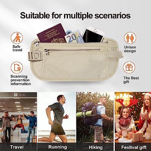 YuanYouTong Secure Travel Money Belt, Anti-Theft Passport Holder Wallet, Hidden Under Clothes Belt Wallet, Security Travel Pouch, Waterproof Waist Bumbag for Money, Cards and Keys — view 6