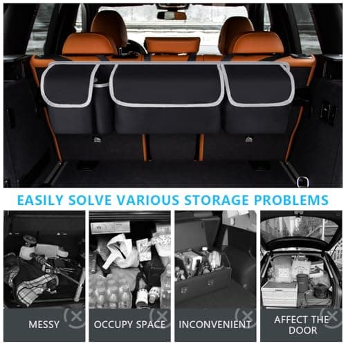 URAQT Car Boot Organizer,Car Storage Organiser, Back Seat Storage Bags 3 Adjustable Straps Foldable Cars Trunk Grocery Organizer Bags, Cars Interior Accessories for SUV, Truck, Van, Lorry — view 3