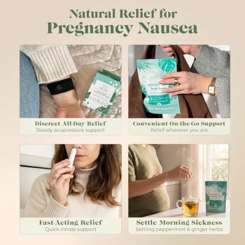 Myrtle & Maude - Ultimate Nausea & Morning Sickness Bundle - Queasy Days Tea, Vitamin B6 Peppermint Bon Bons & Ginger Gins, Aromatherapy Inhaler Nasal Stick & Nausea Relief Acupressure Wristbands — view 4