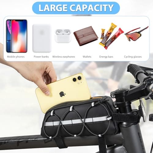 FREEAMG Bike Frame Bag, 1.2L Bicycle Top Tube Bag with Reflective Strips — view 3