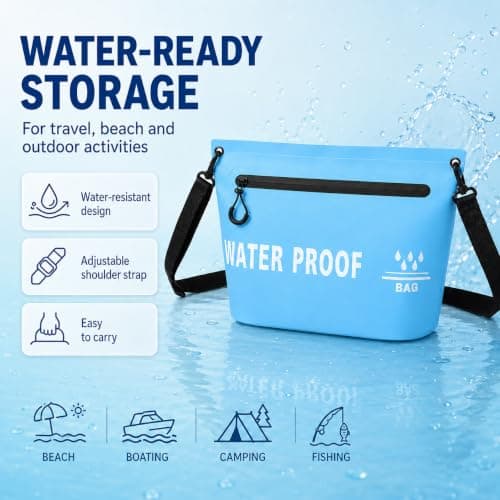 AURALIN Waterproof Dry Bag 4 L Sky Blue PVC Airtight Zip Shoulder Strap — view 4