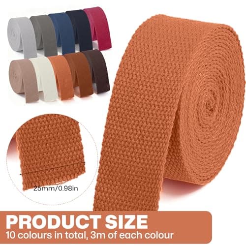 SXTDKMJ 10 Colors Cotton Webbing Strap, 25mm Polyester Strap Handmade Decorative Webbing Canvas Straps for Seatbelt Bag Luggage Crafts Outdoor Accessories — view 2