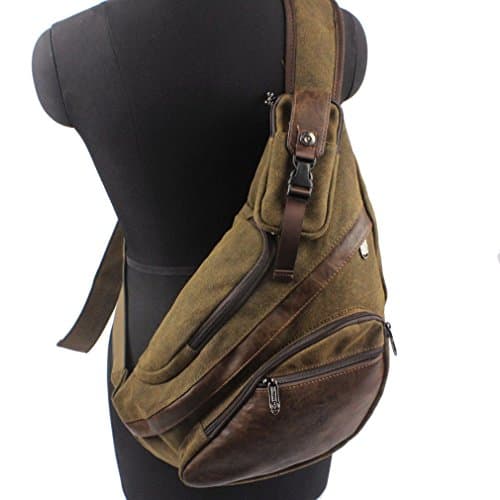 Xieben Canvas Sling Bag Backpack Crossbody Shoulder Chest Pack for Men Women Travel Business Laptop Cycling Hiking Camping Rucksack Daypack Vintage — view 6