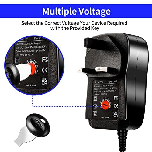 Universal AC to DC Power Adapter - Multi Output Voltages 3V 4.5V 5V 6V 7.5V 9V 12V Switching Power Supply with 8 Selectable Adapter Plugs for Routers Speakers Household Electronic — view 3