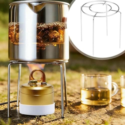 Mini Spirit Burner Alcohol Stove Small Camping Portable Copper Lightweight Alcohol Stove With Stand Windproof for Hiking Fishing Outdoors Picnic with Mesh Bag (01# Gold, Small/ 5.8 × 5.8 × 2) — view 2