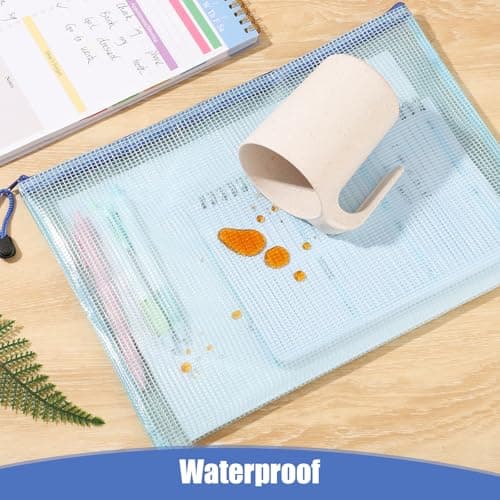 Plastic Wallets A4 + A5 + A6, 15 Pack Zip Lock Bags Mesh Document Wallet File Folders Zip Pouches with Labels for School Office Supplies Home Travel Storage — view 4
