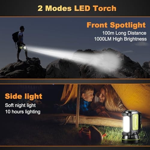 LED Super Bright Rechargeable Torch 1000LM Camping Torches Flashlight 1200mAh Battery Powered Portable Small Hand Torch IPX5 Waterproof Standard Torches with 2 Modes for Outdoor Emergency — view 4
