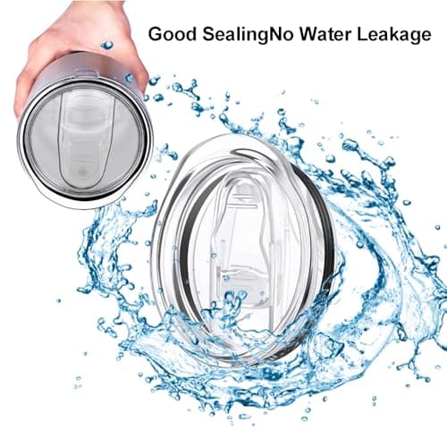 Replacement Lids for 20oz Tumbler, Spill Proof Magnetic Slider Cover Compatible with Yeti Rambler, Stanley Cup and Coffee Travel Mugs, BPA Free Clear Plastic (2 Pack) — view 5