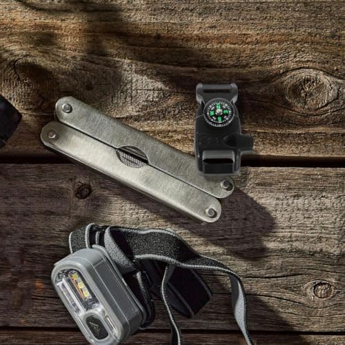 Abaodam Multi-Function Outdoor Buckle with Compass Whistle Fire Starter for Hiking Camping Emergency Survival 10 Pack Lightweight Plastic Strap Clips — view 5