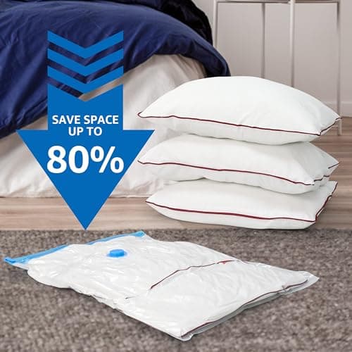 Vacuum Storage Bags for Clothes, Bedding, Duvets and Blankets, Heavy-Duty Space Saver Compression Bags with Airtight Double-Zip Seal, Leak-Proof Reusable Design, Hand Pump Included (8 Jumbo-100x70cm) — view 5