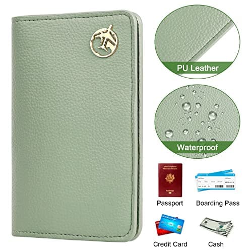 Lychii Leather Passport Wallet for Women and Men, PU Travel Protector Wallet Pouch Protective Case for Passport, Boarding Pass and ID Card — view 2