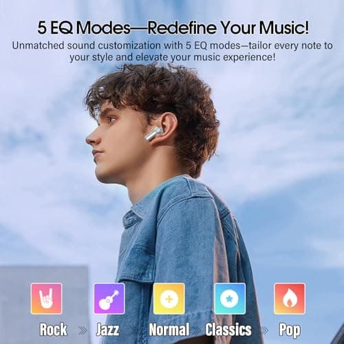 QXUFV Wireless Earbuds with Smart Touch Screen ANC Active Noise Cancelling Bluetooth 5.4 Headphones in Ear Earphones with HD Mic HiFi Stereo Sound, Bluetooth Earphones 40H Playtime IP7 (Gray) — view 5