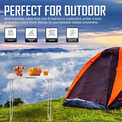 SA Products Utility - Portable Foldable Table for Camping, Party & Picnic - Lightweight Small Folding Sturdy Outdoor Patio Furniture with Aluminium Frame - 2.3 Feet — view 5