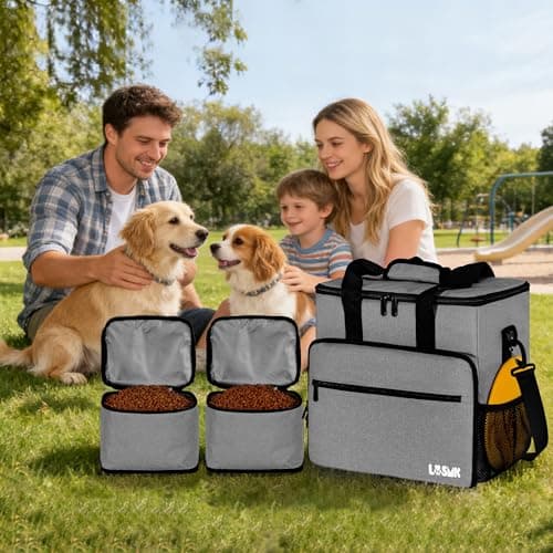 Dog Travel Bag, Includes 2 Food Containers, 2 Foldable Bowls, 1 Feeding Mat — view 3