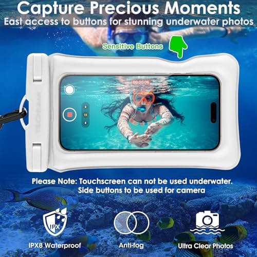 TECHGEAR Waterproof Phone Pouch, IPX8 Floating Case for Swimming, Waterproof Phone Bag with Lanyard Compatible for iPhone 17 16e 16 15 14 13, Samsung Galaxy S25 S24 S23 S22+ S21 Ultra A17 A36 A26 A16 — view 4