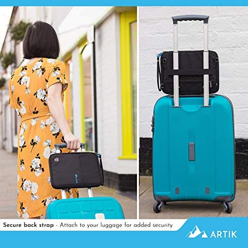 ARTIK Family Passport Holder - Large Capacity - Removable Shoulder and Wrist Straps - Earphone/Charging Cable Hole - RFID Blocking - Water Resistant - Travel Wallet - Document Organiser — view 4
