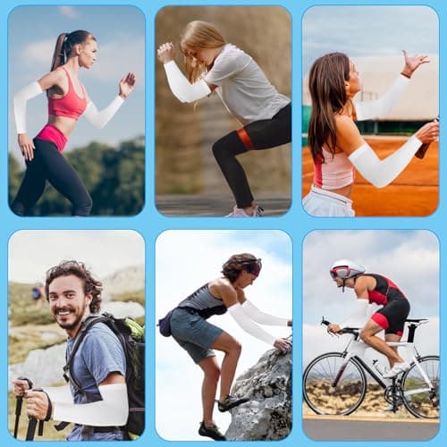 Tyqour 4 Pairs Uv Sleeves for Men Women, White Sun Protection Arm Sleeve Cooling Compression Arm Sleeves for Driving, Golfing, Fishing, Cycling, Hiking, Doing — view 5