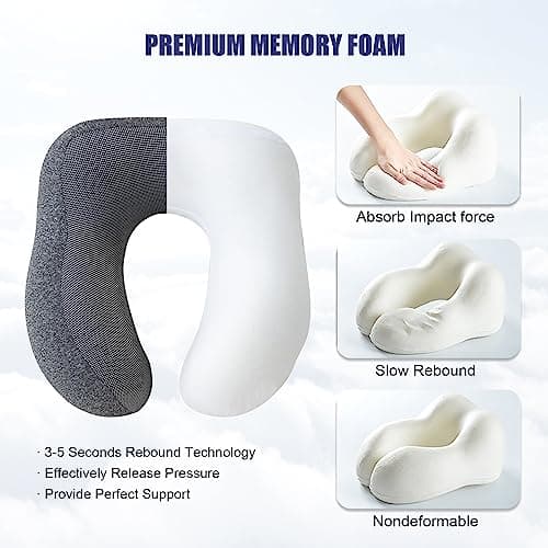 Jiancrate Travel Pillow for Airplane, Neck Pillow for Travel, Memory Foam Travel Neck Pillow for Adults, Soft & Lightweight Flight Pillow, Ergonomic Neck Cushion With Carry Bag — view 6