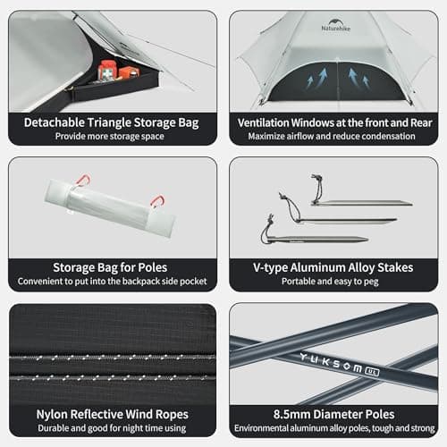 Naturehike Star River 2 Person Tent - 15D Superlight Silicone Nylon - 3000mm Waterproof 4 Season Elite Backpacking Tent, Compact for Long Distance Trekking, 1.44kg — view 6