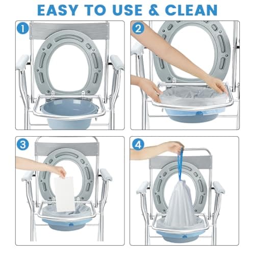 ACWOO 20 Pack Commode Liners with Absorbent Pads, Super Absorbent Disposable Commode, Adult Portable Toilet Bag with drawstring, Bed Pan Liners for Commode Toilet Chair Bucket Bags (20 Bags + 20 Pads) — view 3
