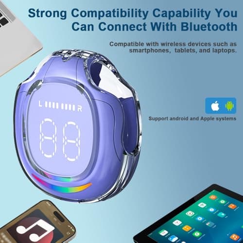 TWS AI Language Translator Earbuds Real Time, Supports 144 Languages, Earphone 3-in-1 Accents，Headphones Language Earbud Translators Bluetooth & APP for Travel, Business, and Learning（Purple） — view 5