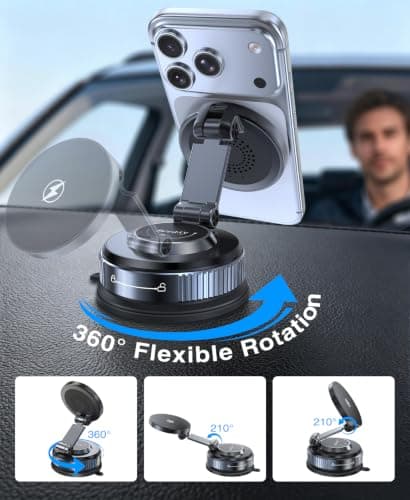 Beeasy for Magsafe Car Mount Charger 15W, Suction Cup Magnetic Phone Holder — view 4
