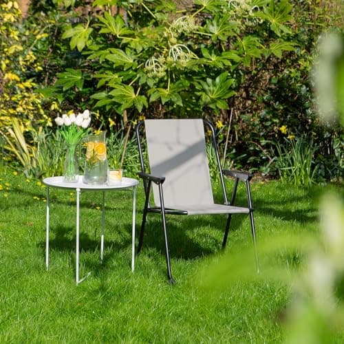 Harbour Housewares Folding Beach Chairs - Beige - Pack of 4 - Metal Outdoor Patio Seat Lightweight Portable Deck Chair for Picnic, Garden, Camping, Fishing — view 2