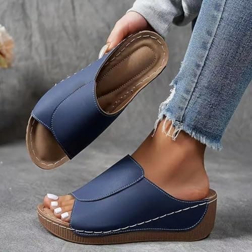 Women's Flip Flops, 2025 New Women's Orthopedic Wedge Sandals Arch Supported Open Toe Comfortable for Beach Hiking Casual Wear Sky Blue 6 — view 2