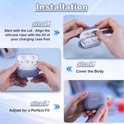 MATEPROX Case Compatible with AirPods Pro 3, Cover Portable Silicone Skin with Keychain Earphone Protective Cases for AirPods Pro 3th Generation 2025-Lavender Purple — view 3