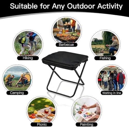 Yukaiwn Camping Stool, Folding Stools for Adults, Portable Small Folding Stool Lightweight Mini Collapsible Stools Foldable Chairs for Camping Chair Travel Picnic Hiking Fishing Seats(black) — view 6