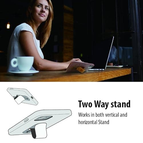 Momostick Phonegrip Slim Wireless Charging, Two-Way Stand, Fold Flat, Car Mount,New Finger Grip for All Smartphones - Matte Orange — view 4