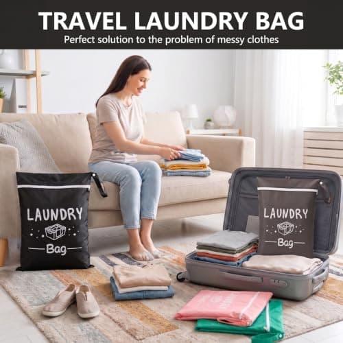 Mnuwoee 4pcs Large Travel Laundry Bags Dirty Clothes Washing Bag Travelling — view 6