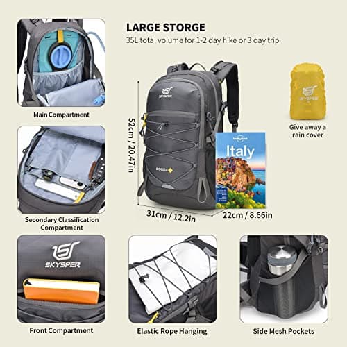 SKYSPER Rucksack 35L Hiking Backpack, Lightweight Travel Backpack Camping Trekking Backpack for Men Women — view 6