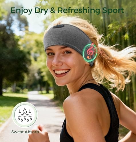 MUSICOZY Sleep Headphones Bamboo Cotton Headband Cool for Side Sleepers — view 4