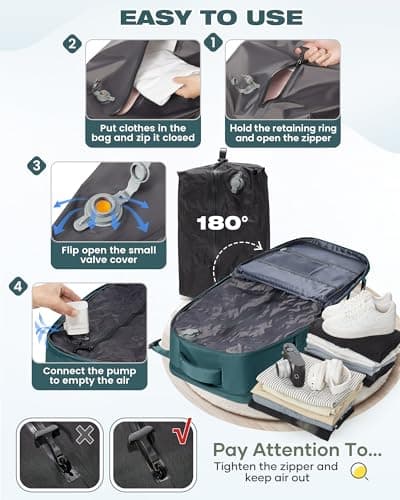 SZLX Vacuum Backpack Travel Bag with Pump,New Ryanair Cabin Size Bag 40x30x20 Backpack Wizz air, Ryanair Cabin Bags 40x30x20 Underseat Carry-ons Travel Backpack Cabin Size Women Men Fit 14 Inch Laptop — view 5